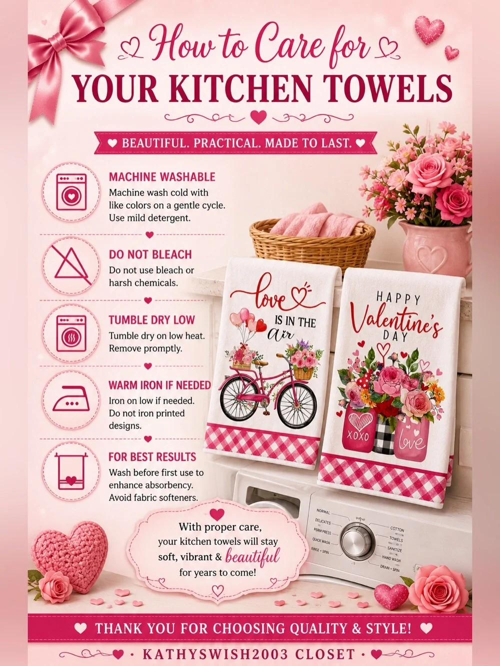 Valentine's Day Kitchen Towels Set of 2